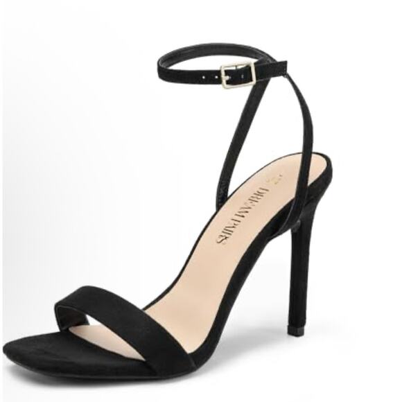Dream Pairs Women's Size 7 Black Stiletto Square Open Toe Heels - Picture 1 of 8
